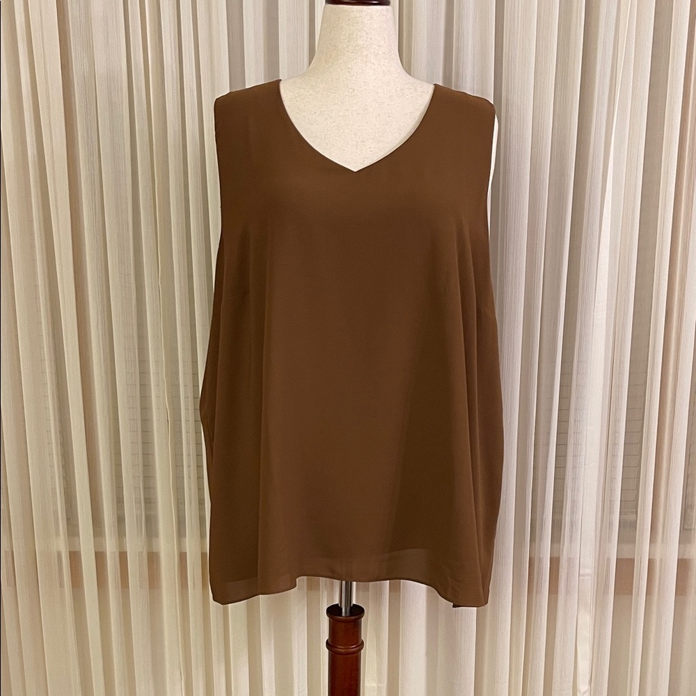 Cato Brown V-Neck Sleeveless Blouse